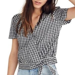NWT Madewell Gingham Wrap Top